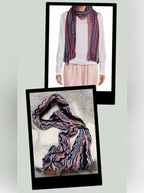NEW Missoni Chevron Wool Blend Scarf, Made In Italy, approximately 20” x 80”